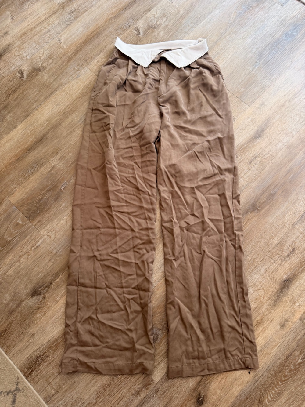 Reformation Brown Fold Over Trousers